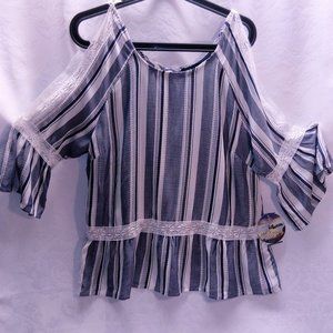 NEW BEBOP COLD SHOULDER BLOUSE SIZE LARGE LACE